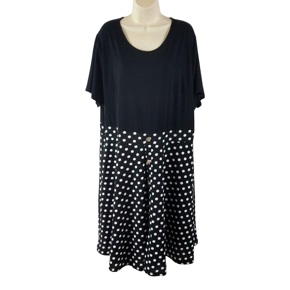 Bedoar Black and White Polka Dot Midi Dress